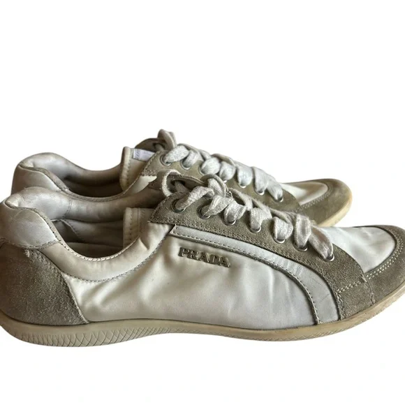 Prada Shoes Women’s Leather nylon Comfort Lace Up Low Sneakers Prada - Picture 5 of 13